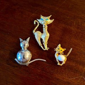 Trio of cat pins